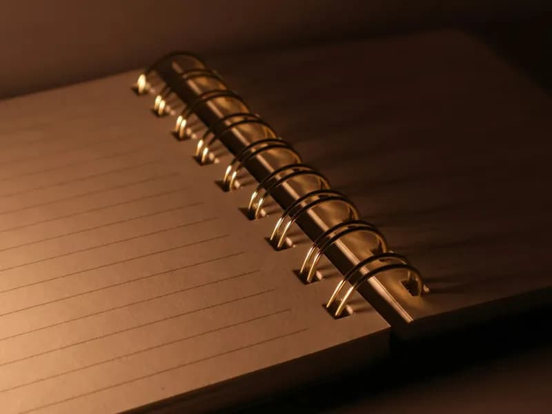 A blank lined notebook in warm light, used as an editorial illustration of checking and recording sources.
